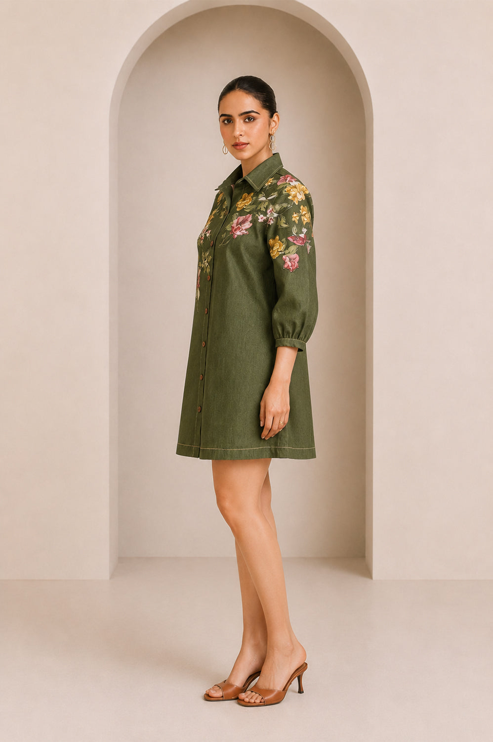 garden shirt dress - Olive