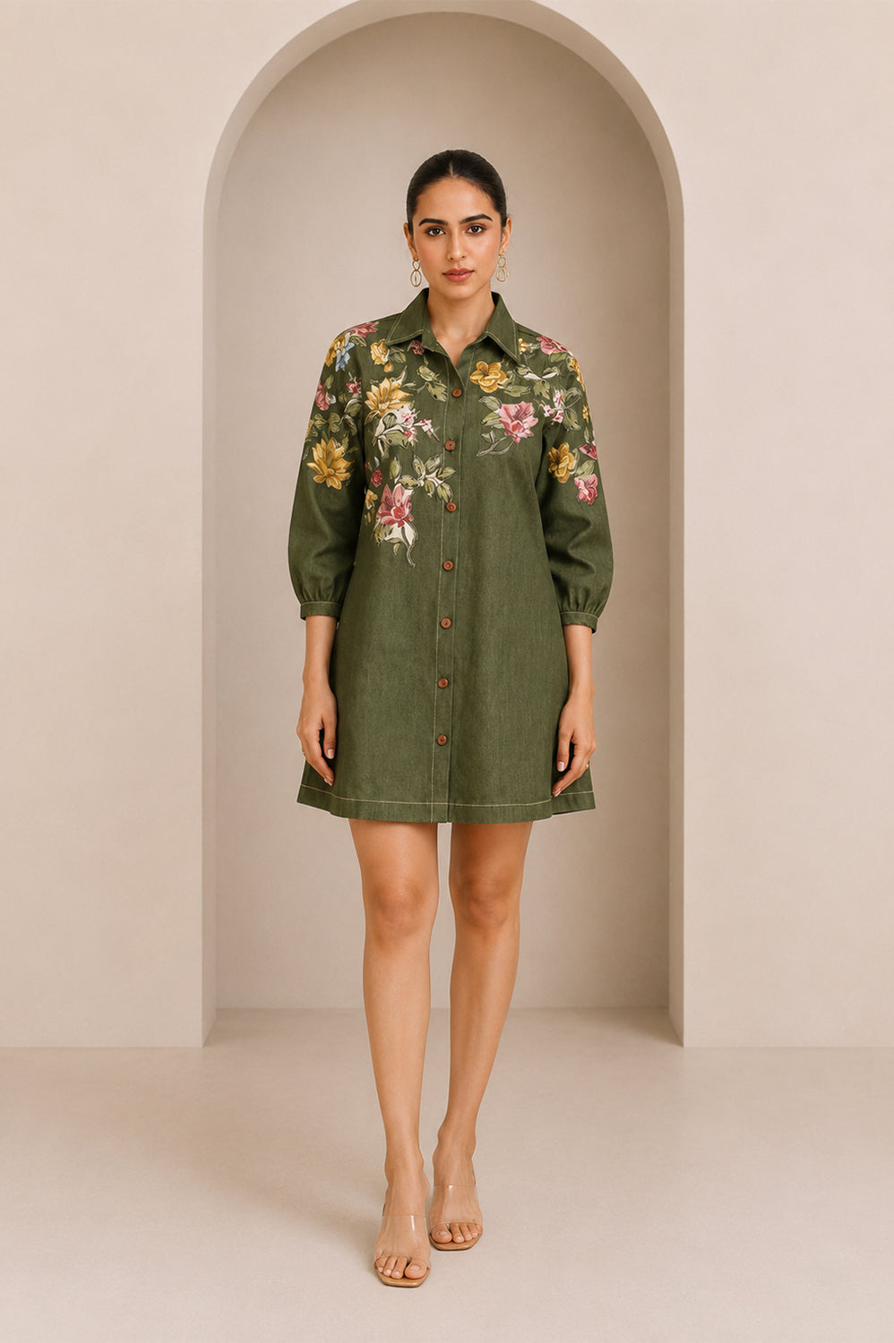 garden shirt dress - Olive