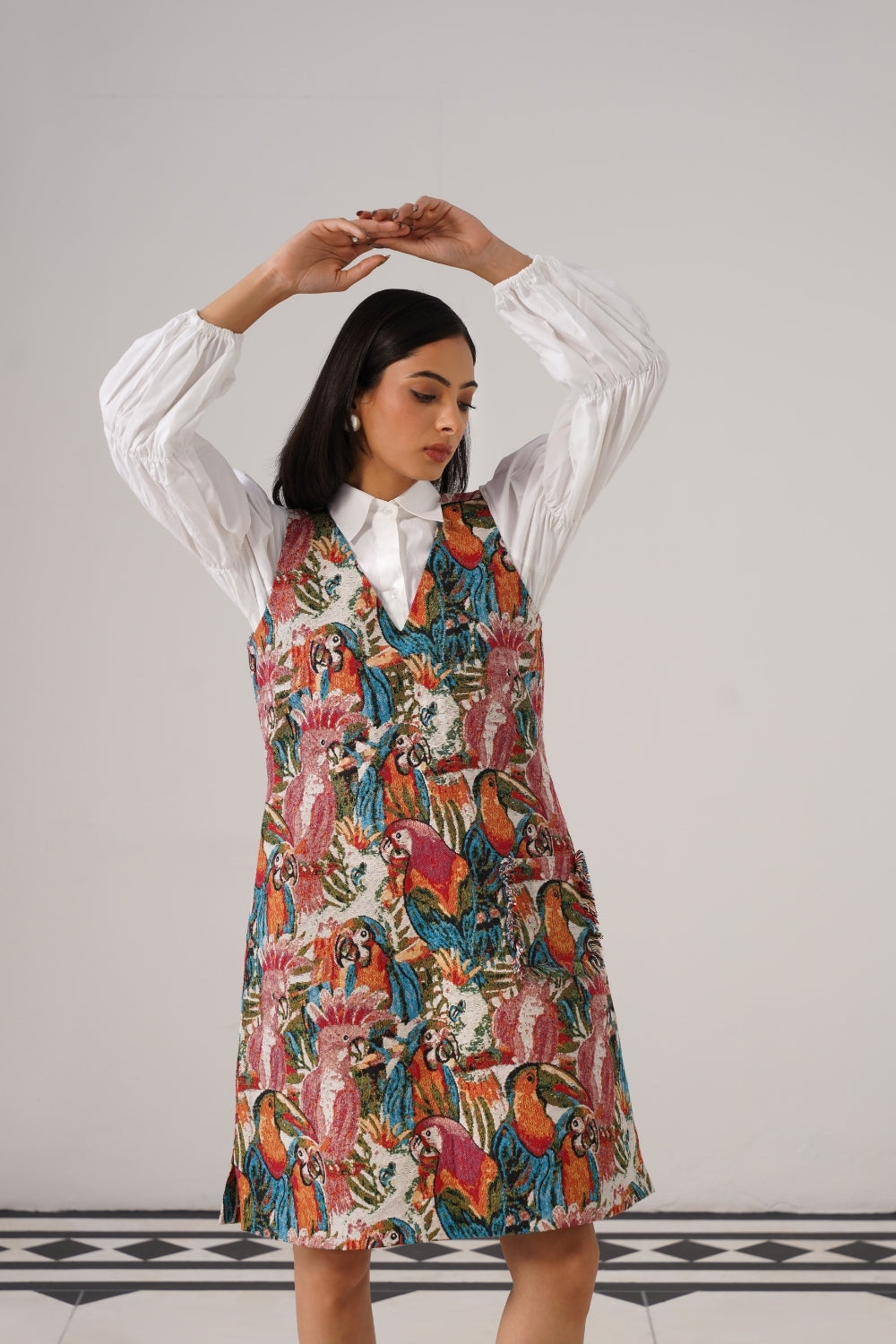 Vivid Canvas Dress With Shirt