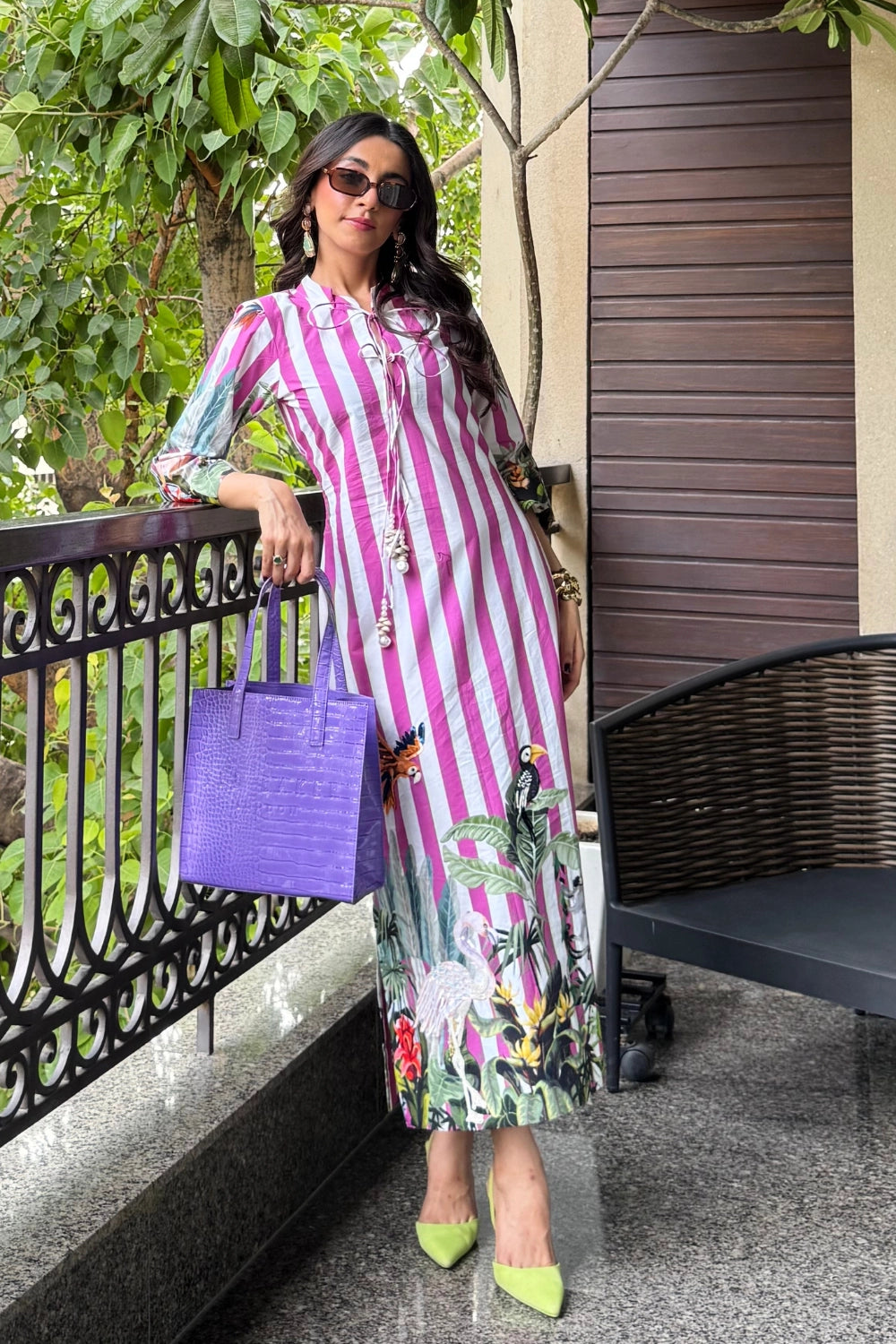 Azure forest Kaftan - Pink