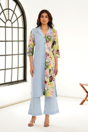 Pastel garden kurta set - Blue