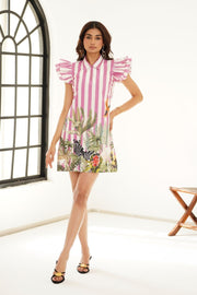 Forest stripes dress - Pink