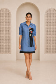 Canvas Cut Dress - Blue