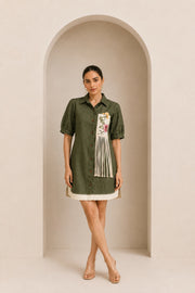 Canvas Cut Dress - Olive